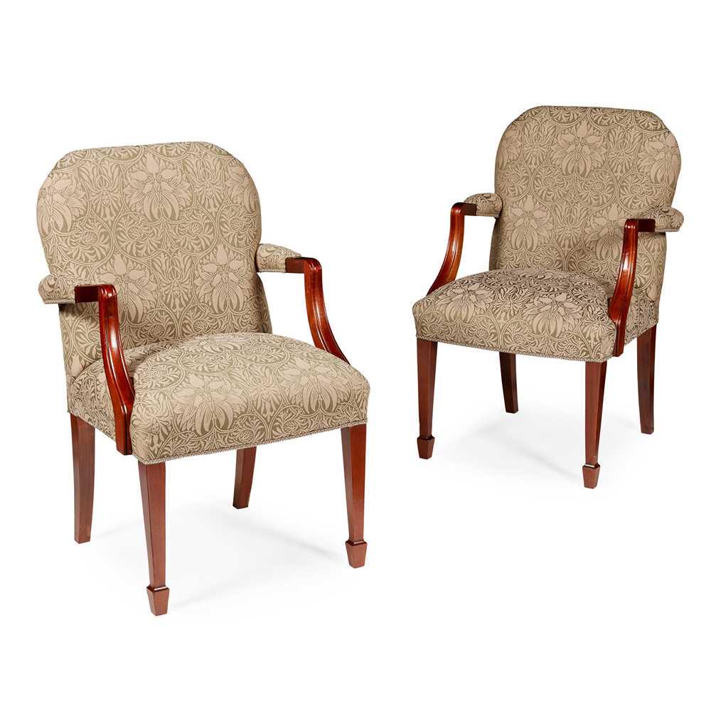PAIR OF GEORGIAN REVIVAL LIBRARY ARMCHAIRS 20TH CENTURY (1 of 1)