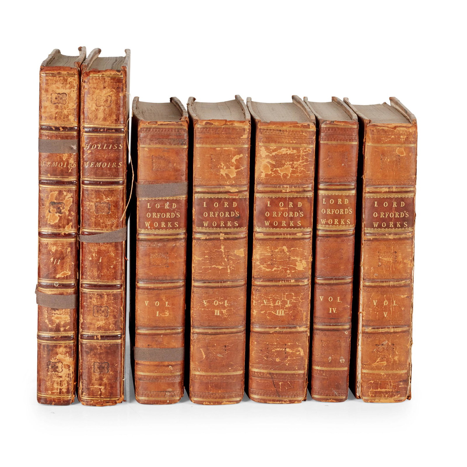 2 Works, comprising Walpole, Horatio, 4th Earl of: 2 Works, comprising Walpole, Horatio, 4th Earl of Orford The Works London: G.G. & J. Robinson, 1798. 5 volumes, 4to, numerous engraved plates, engraved title-vignettes, contemporary half calf, somewha