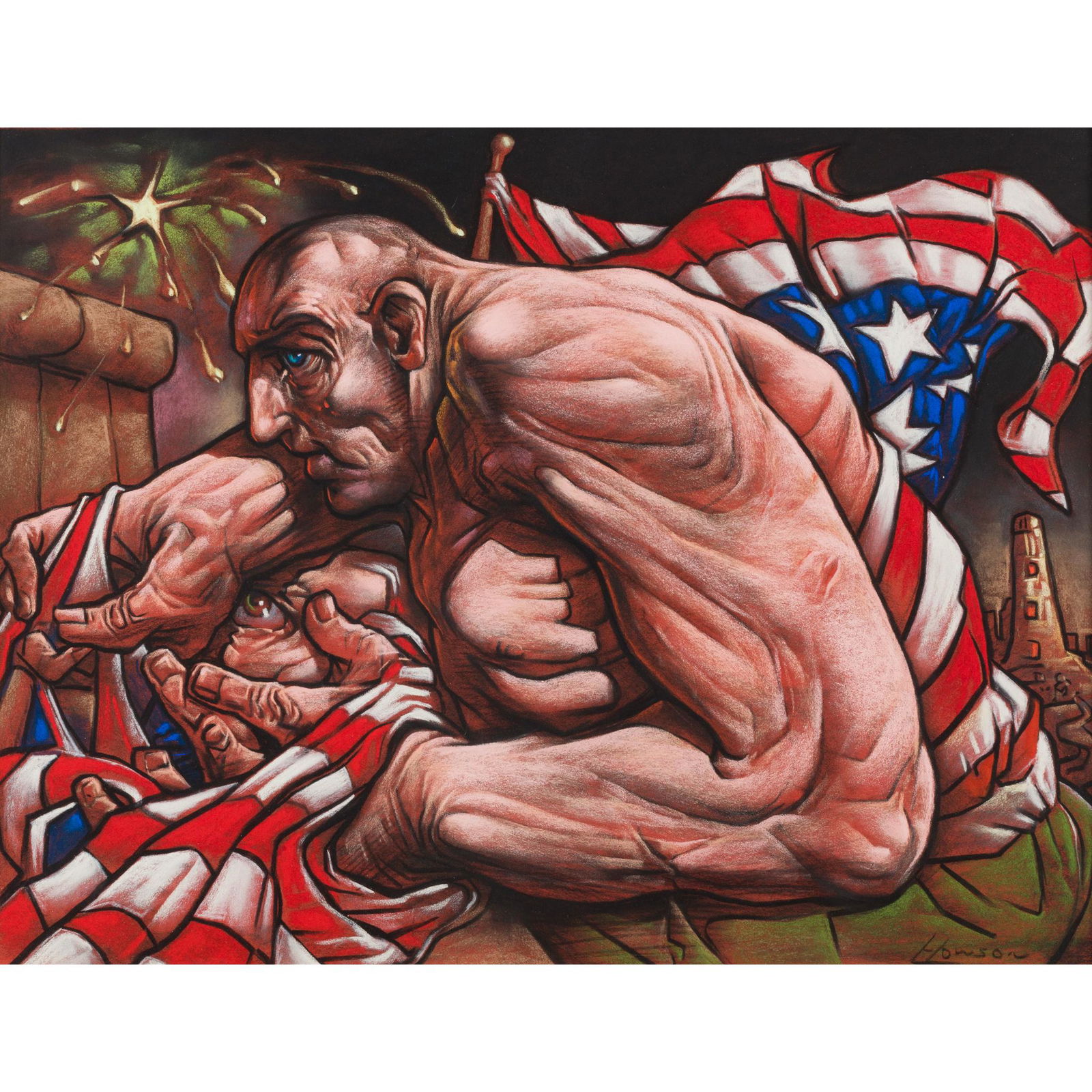 § PETER HOWSON O.B.E. (Scottish B.1958) SENTINAL: Signed, pastel (Dimensions: 48cm x 61cm (18in x 24in))(48cm x 61cm (18in x 24in))Footnote: Provenance: Peter Howson Studio