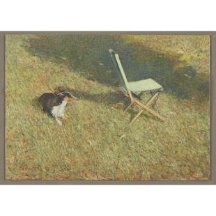 § DAVID TINDLE R.A. (BRITISH B.1932) DOG AND CHAIR: § DAVID TINDLE R.A. (BRITISH B.1932) DOG AND CHAIR Tempera on board (19cm x 24cm (7.5in x 9in)) Footnote: Provenance: Cyril Gerber Fine Art, The Piccadilly Gallery, 1978, cat no. 16