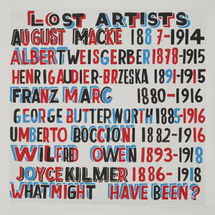§ BOB AND ROBERTA SMITH O.B.E., R.A. (British 1963-): § BOB AND ROBERTA SMITH O.B.E., R.A. (British 1963-) LOST ARTISTS - 2014 Giclee print with hand-finished edges, 177/200, published by the Imperial War Musuem, signed, dated and numbered in pencil t