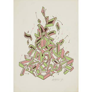 Â§ PAUL NEAGU (ROMANIAN/BRITISH 1938-2004) UNTITLED: Â§ PAUL NEAGU (ROMANIAN/BRITISH 1938-2004) UNTITLED (CHRISTMAS CARD DESIGN) - 1975 Screenprint, signed in pencil to the front, inscribed from the artist and stamped with his 'Generative Art Group' s