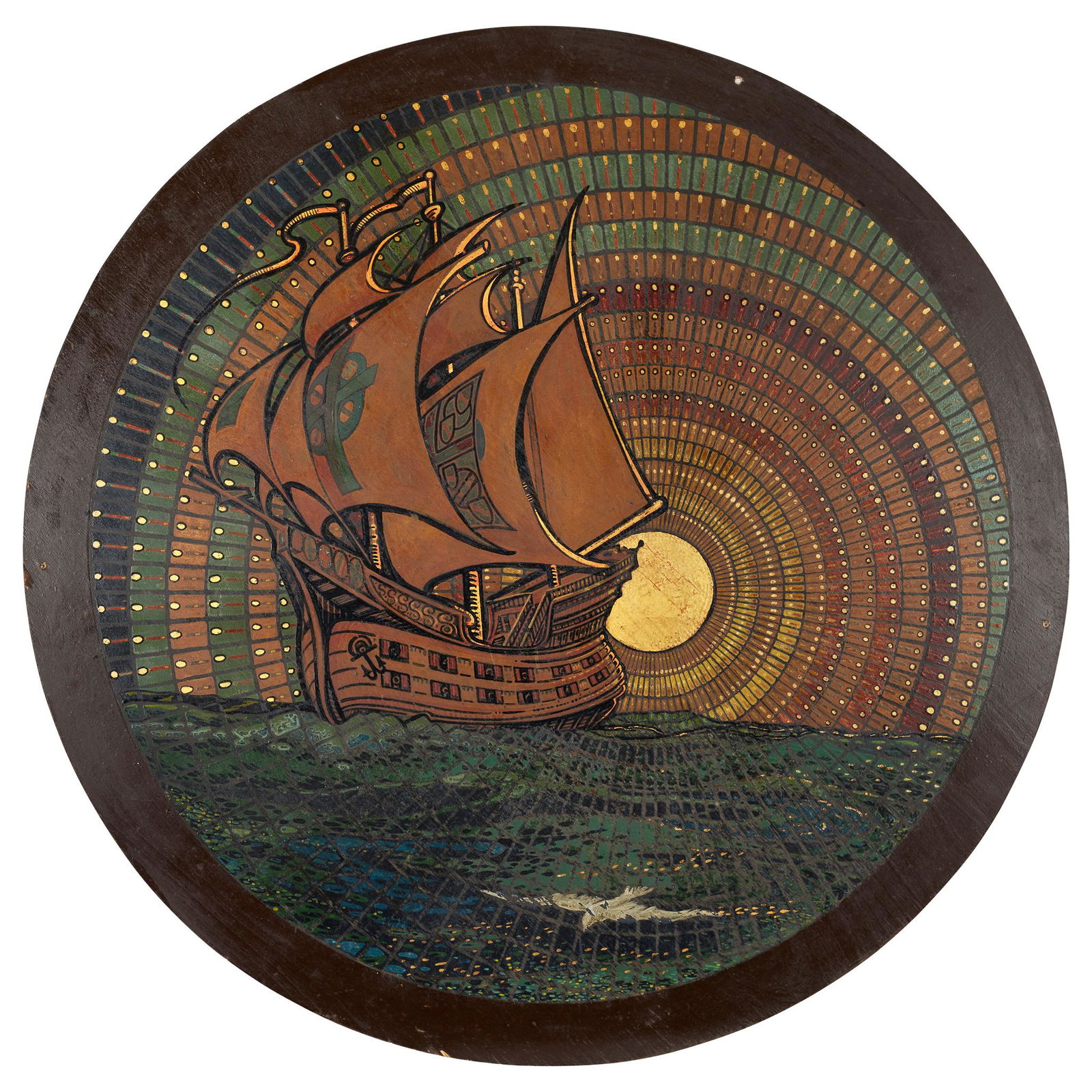 ENGLISH SCHOOL ARTS & CRAFTS ROUNDEL, CIRCA 1920 (1 of 2)