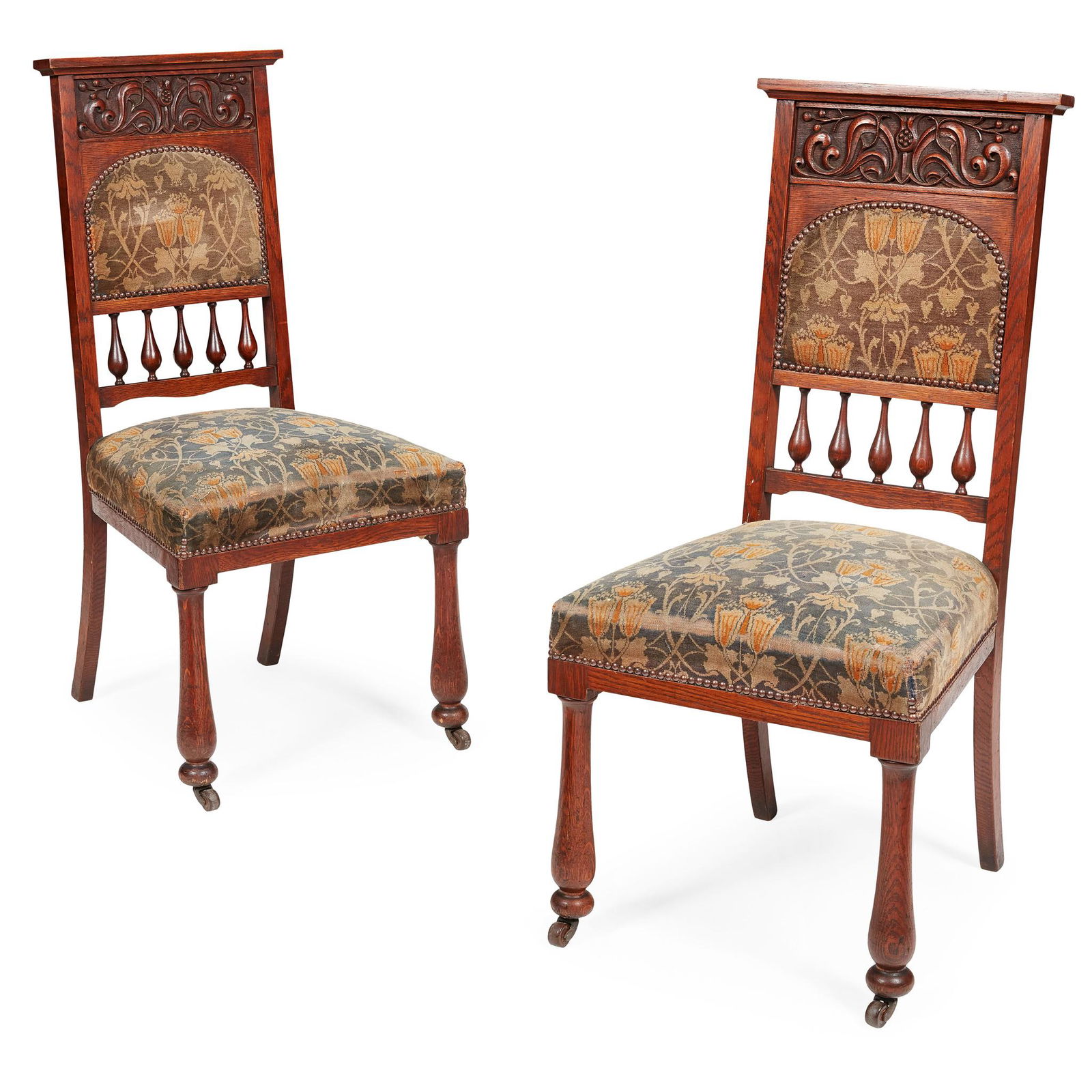 ENGLISH SCHOOL PAIR OF ART NOUVEAU ARMCHAIRS, CIRCA (1 of 1)