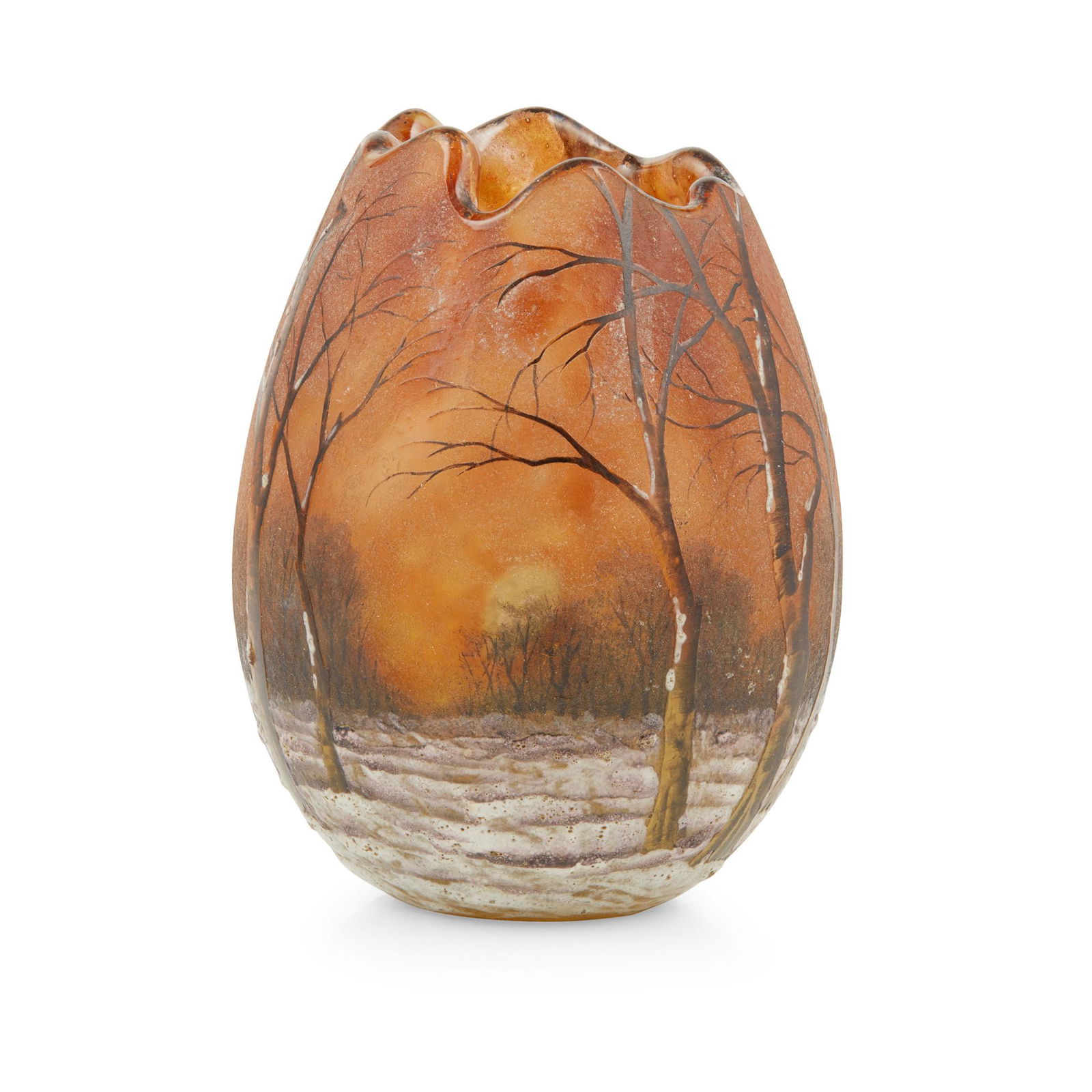 DAUM FRÃˆRES, NANCY PAINTED CAMEO GLASS VASE, CIRCA (1 of 2)