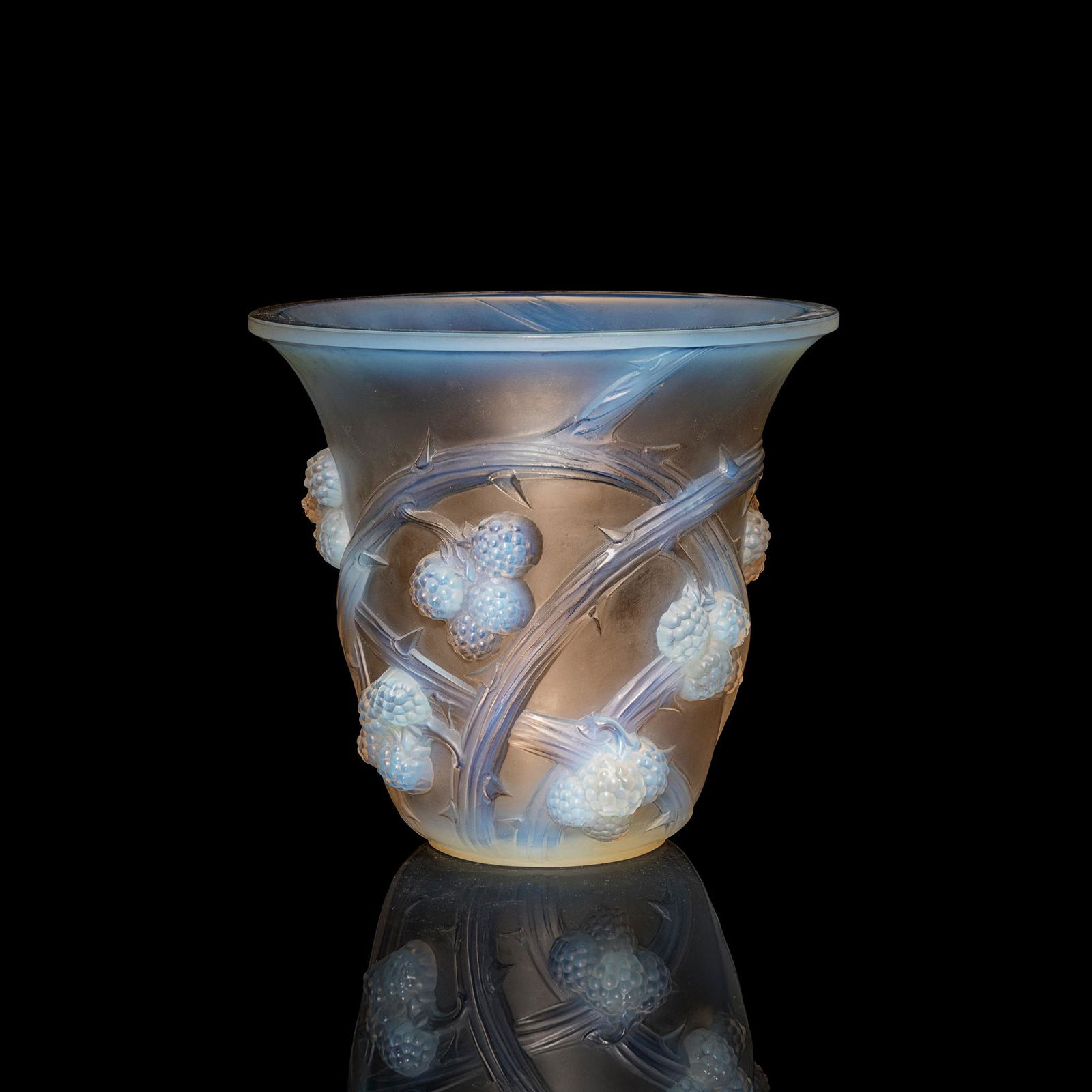 ‡ René Lalique (French 1860-1945) MÃ»res Vase, No.: designed 1930 opalescent stencilled R. LALIQUE FRANCE (Dimensions: 19 cm. (7 1/2 in.) high) (Qty: 1)(19 cm. (7 1/2 in.) high)Qty: (1)