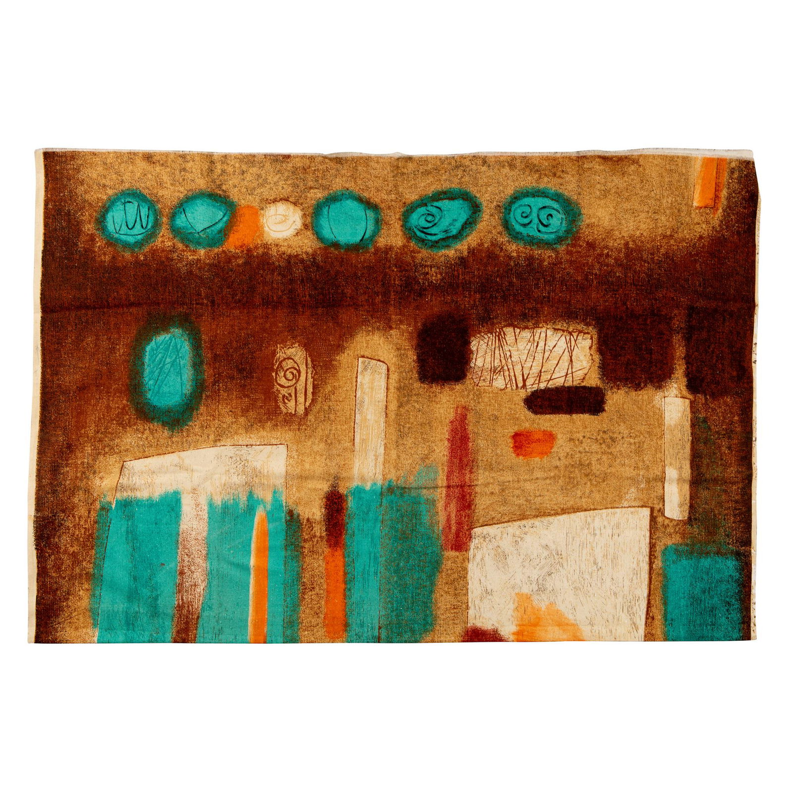 JOHN PIPER C.H. (BRITISH 1903-1992) FOR DAVID WHITEHEAD: screen printed cotton (Dimensions: 117cm x 150cm (46in x 59in), unframed)(117cm x 150cm (46in x 59in), unframed)