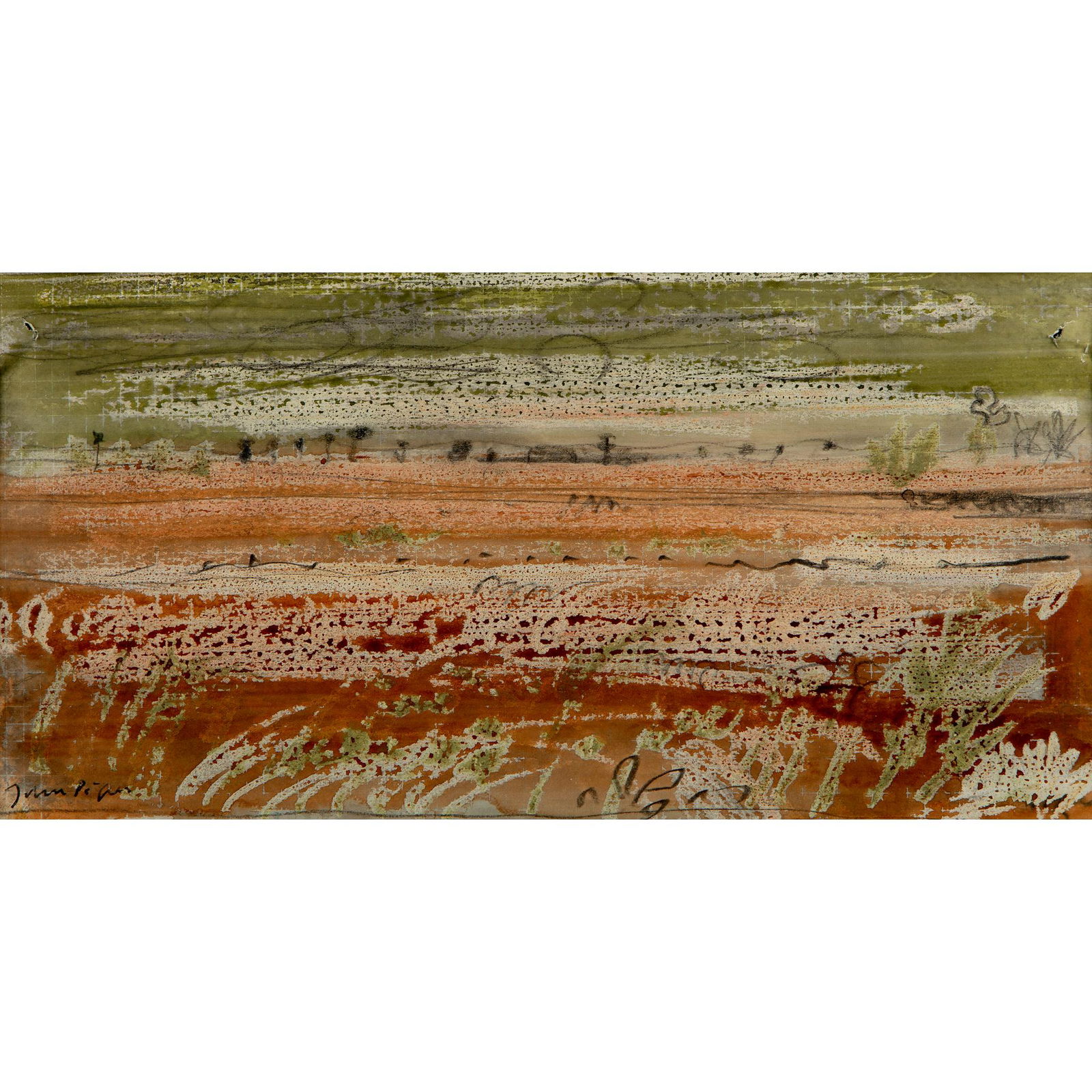 Â§ JOHN PIPER C.H. (BRITISH 1903-1992) VENDEE, NR.: signed (lower left), inscribed and dated (to back board), pencil, watercolour and wash (Dimensions: 16cm x 31.5cm (6.25in x 12.3in))(16cm x 31.5cm (6.25in x 12.3in))