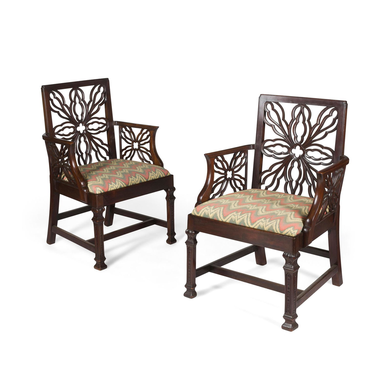 PAIR OF GEORGE III STYLE MAHOGANY ARMCHAIRS 19TH (1 of 1)