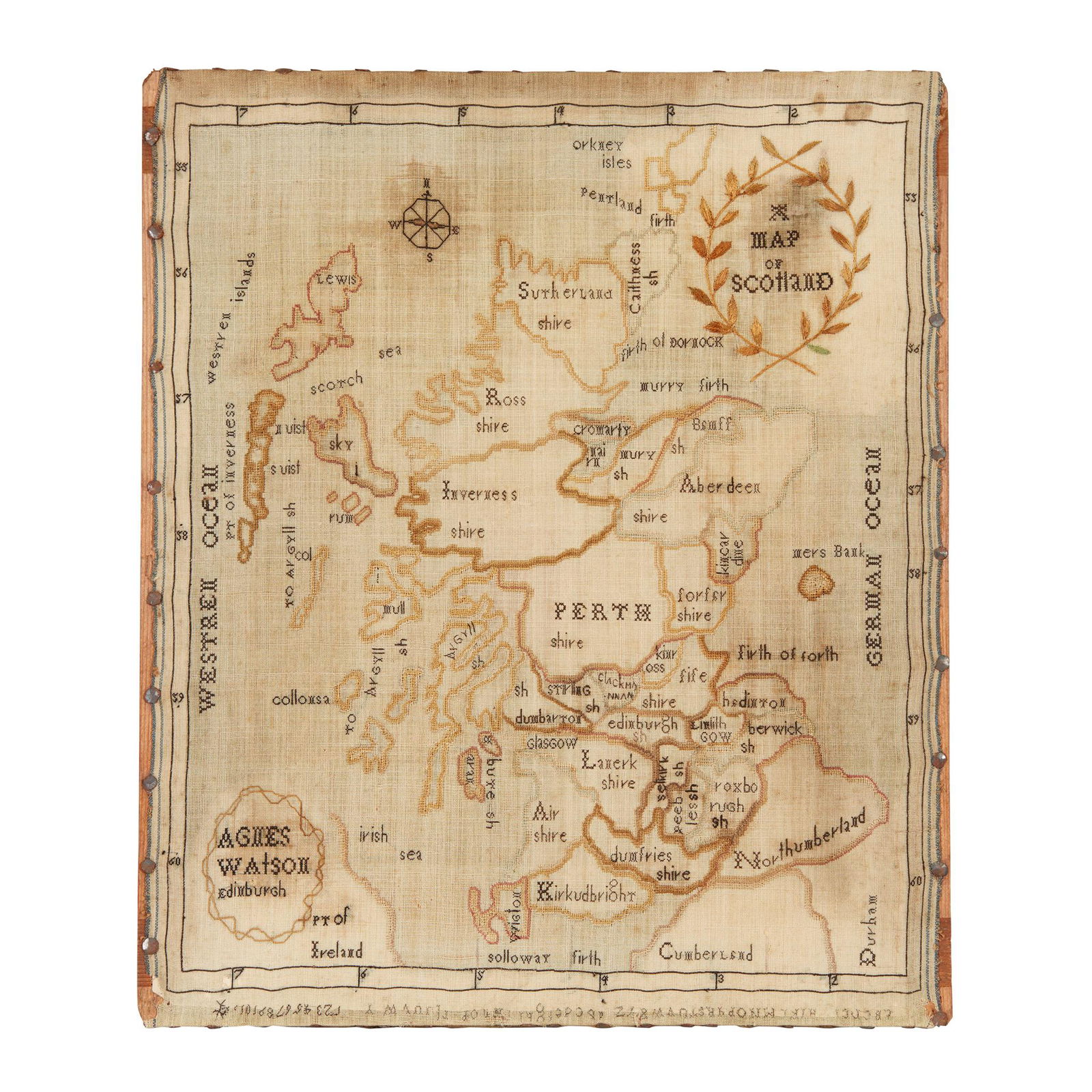 SCOTTISH NEEDLEWORK MAP SAMPLER LATE 18TH/ EARLY 19TH (1 of 1)