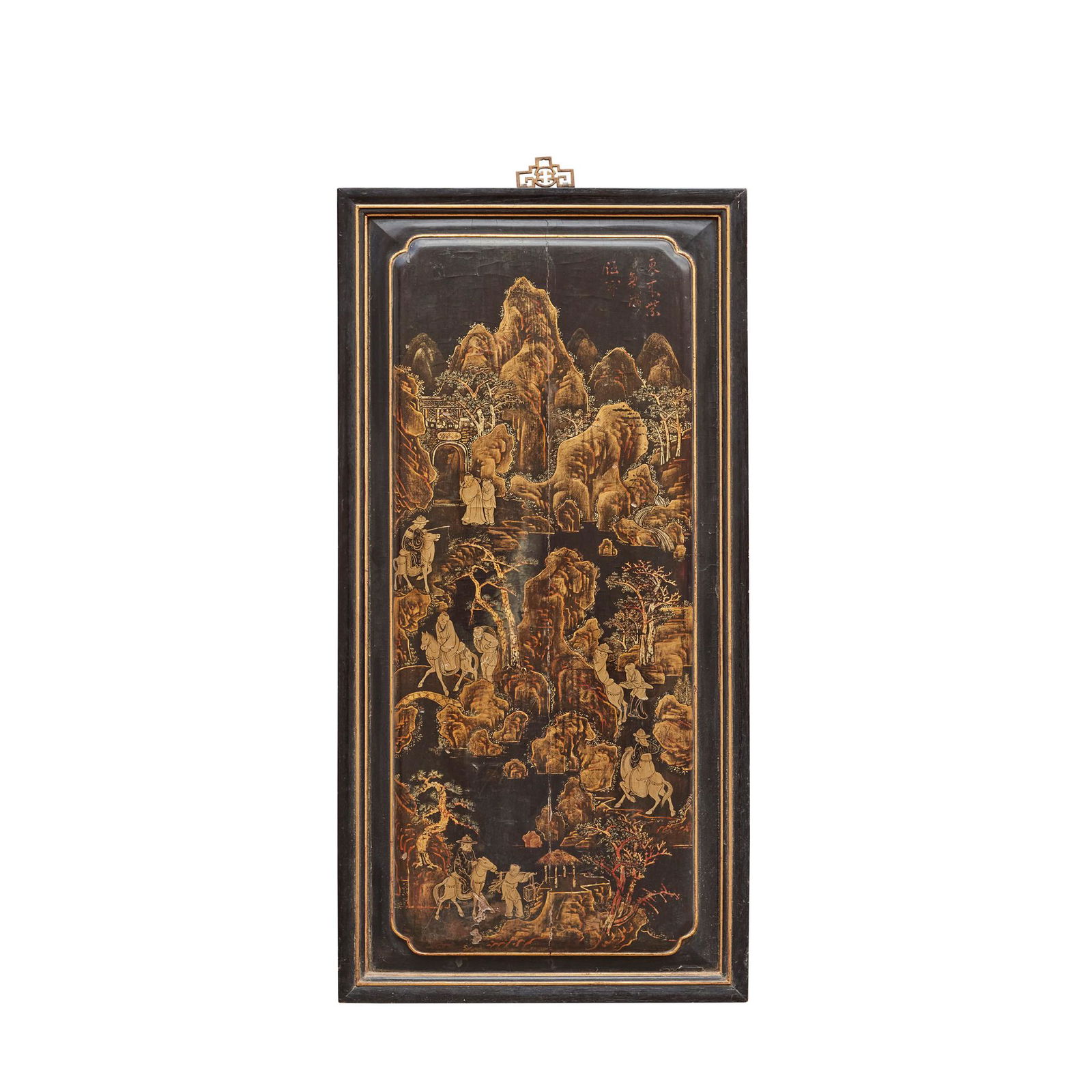 BLACK LACQUER AND GILT-DECORATED PANEL 19TH-20TH (1 of 2)