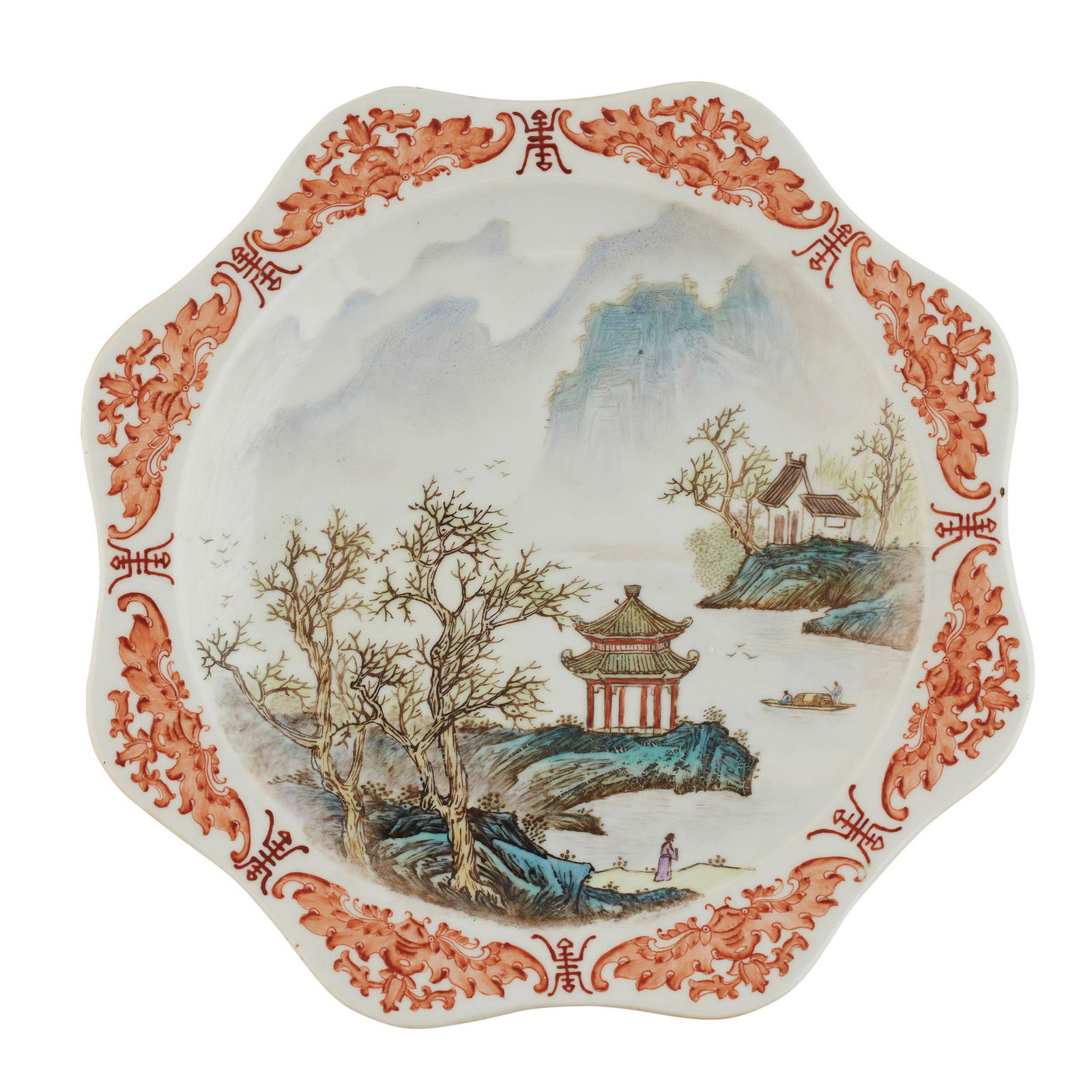 TWO FAMILLE ROSE 'LANDSCAPE' PLATES GUANGXU MARK (1 of 3)