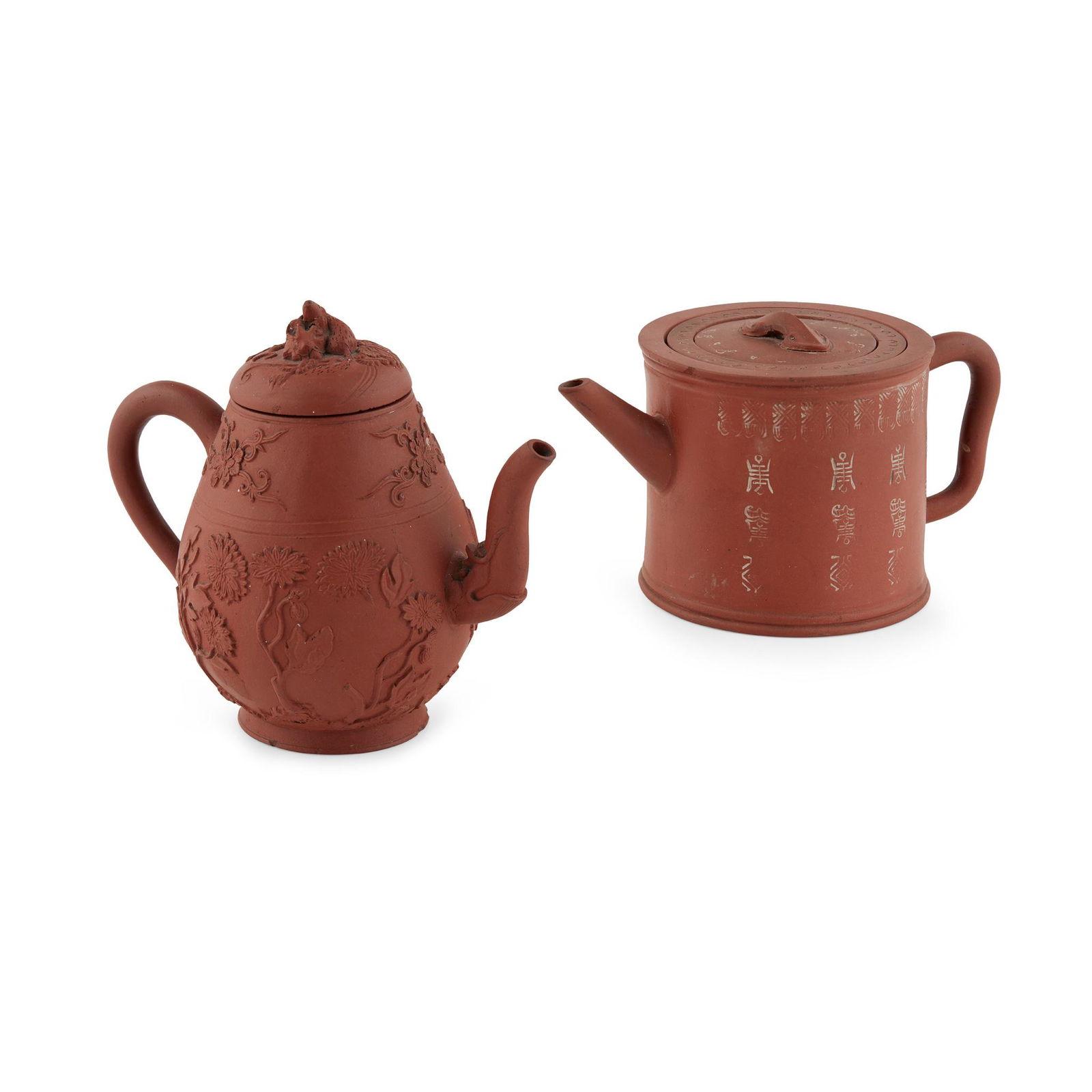TWO YIXING STONEWARE TEAPOTS (1 of 2)