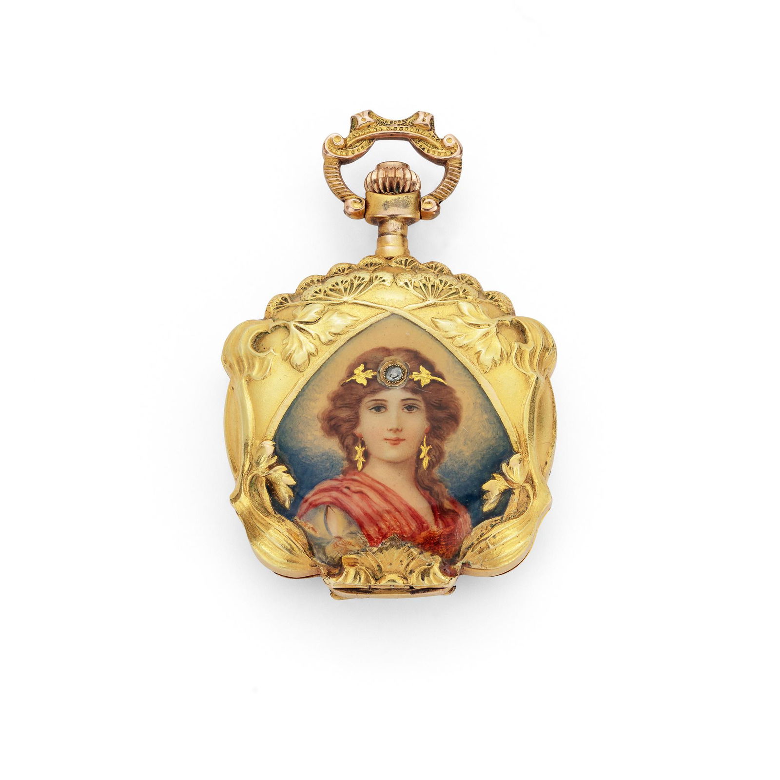 An Art Nouveau enamel pocket watch, circa 1900 (1 of 3)