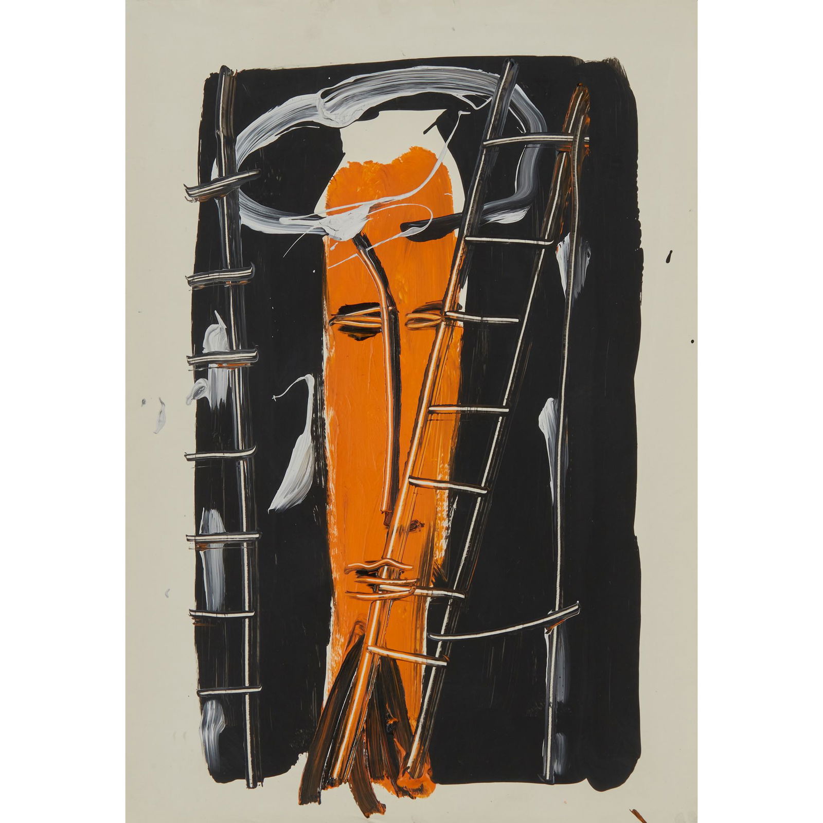 Â§ BRUCE MCLEAN (SCOTTISH 1944-) ORANGE FACE, 1984: Â§ BRUCE MCLEAN (SCOTTISH 1944-) ORANGE FACE, 1984 Oil on paper(69cm x 48cm (27in x 19in))Footnote: Note: Bruce McLeanâ€™s distinctive, irreverent practise is hard to pigeon-hole and his multi-