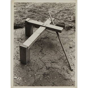 Â§ PAUL NEAGU (ROMANIAN/BRITISH 1938-2004) THE FLYING: Â§ PAUL NEAGU (ROMANIAN/BRITISH 1938-2004) THE FLYING CROSS - 1979 Photographic print, signed, dated and titled verso, with Neagu's 'Generative Arts' stamp; accompanied by the ICA 'Paul Neagu - Scul