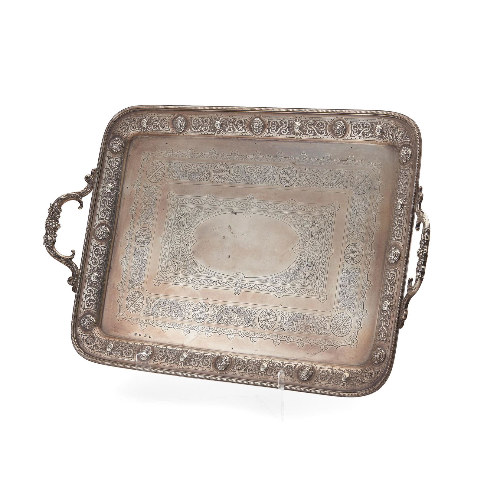 A VICTORIAN TWIN HANDLED TEA TRAY LAWSON & CO, GLASGOW (1 of 2)
