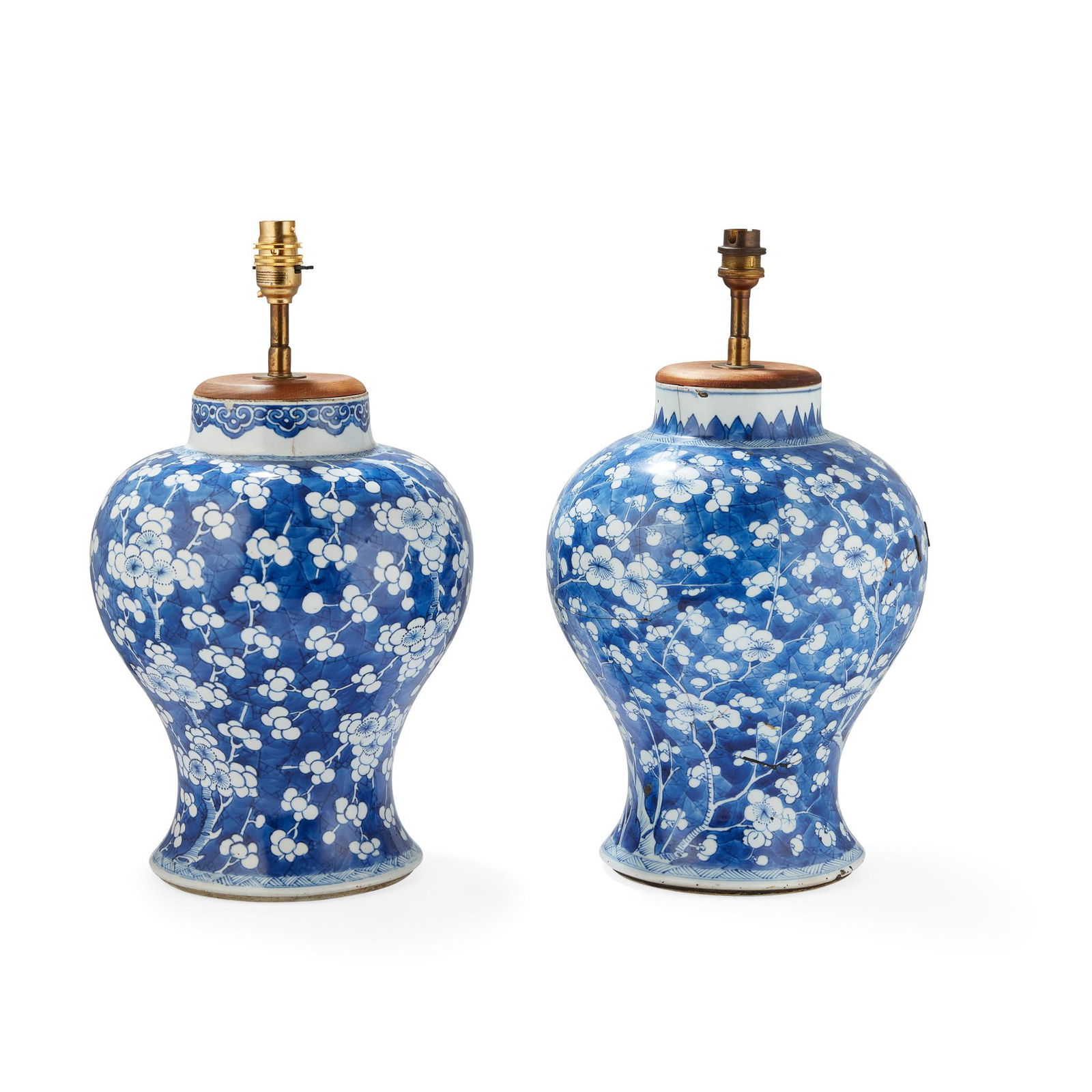 NEAR PAIR OF BLUE AND WHITE 'CRACKED ICE AND PRUNUS' (1 of 1)