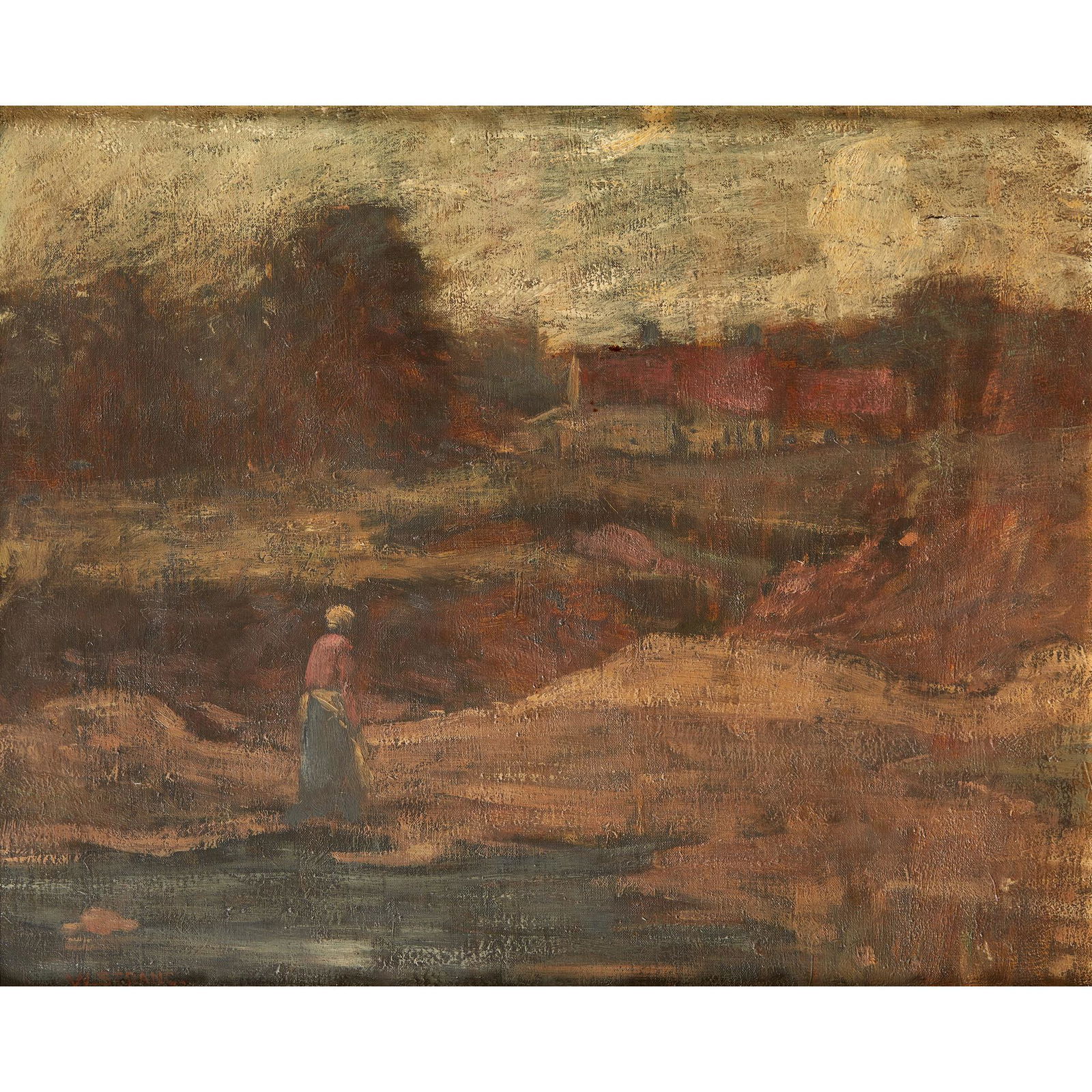 WILLIAM STRANG R.A., R.P.E. (SCOTTISH 1859-1921) SAND: WILLIAM STRANG R.A., R.P.E. (SCOTTISH 1859-1921) SAND PIT WITH FIGURE Signed, oil on canvas (40.5cm x 51cm (16in x 20in))