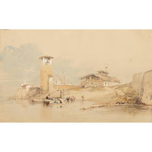 WILLIAM LEIGHTON LEITCH R.I. (SCOTTISH 1804-1883) A: WILLIAM LEIGHTON LEITCH R.I. (SCOTTISH 1804-1883) A VIEW OF LAKE COMO Signed, watercolour; and a companion, a pair (15cm x 23cm (6in x 9in)) Qty: (2)