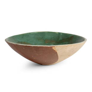 § Ruth Duckworth (British 1919-2009) Large Open Bowl: § Ruth Duckworth (British 1919-2009) Large Open Bowl partially incised initials, stoneware, deep green glaze to the inside of bowl (14cm high, 45cm diameter (5.5in high, 17.75in diameter))