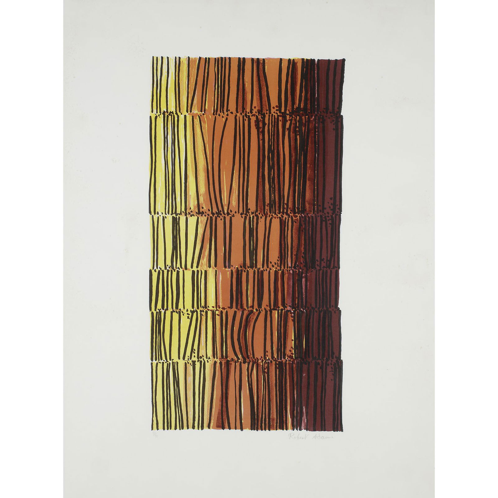 Â§ ROBERT ADAMS (BRITISH 1917-1984) SCREEN FORM, 1973: Â§ ROBERT ADAMS (BRITISH 1917-1984) SCREEN FORM, 1973 50/90, signed and numbered in pencil in the margin, lithograph in 4 colours on T. H. Saunders paper (56cm x 28.5cm (22in x 11.25in)) Footnote: F