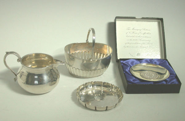 A Victorian swing handled sugar bowl, with marks