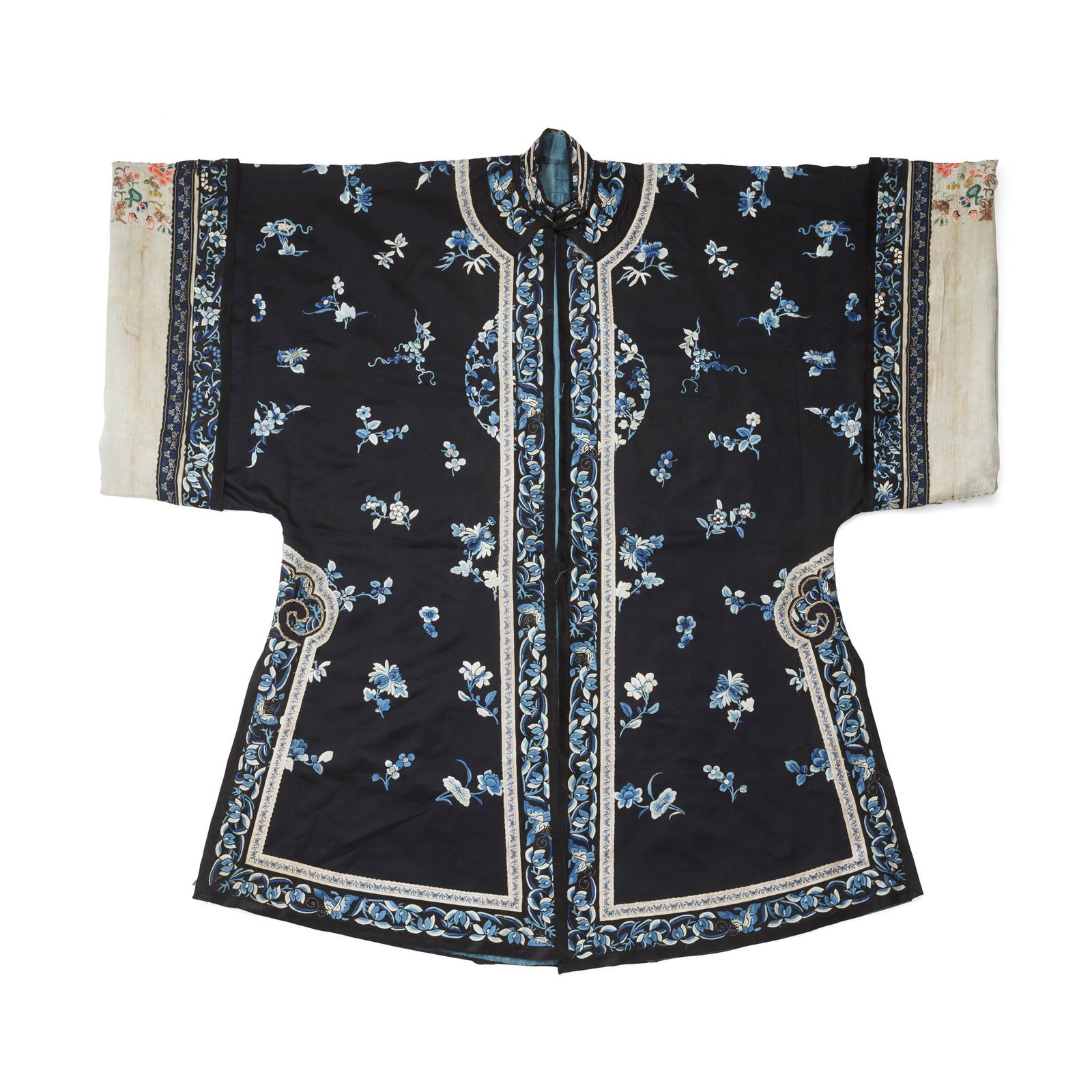 BLACK-GROUND SILK EMBROIDERED LADY'S OVERCOAT LATE QING (1 of 2)