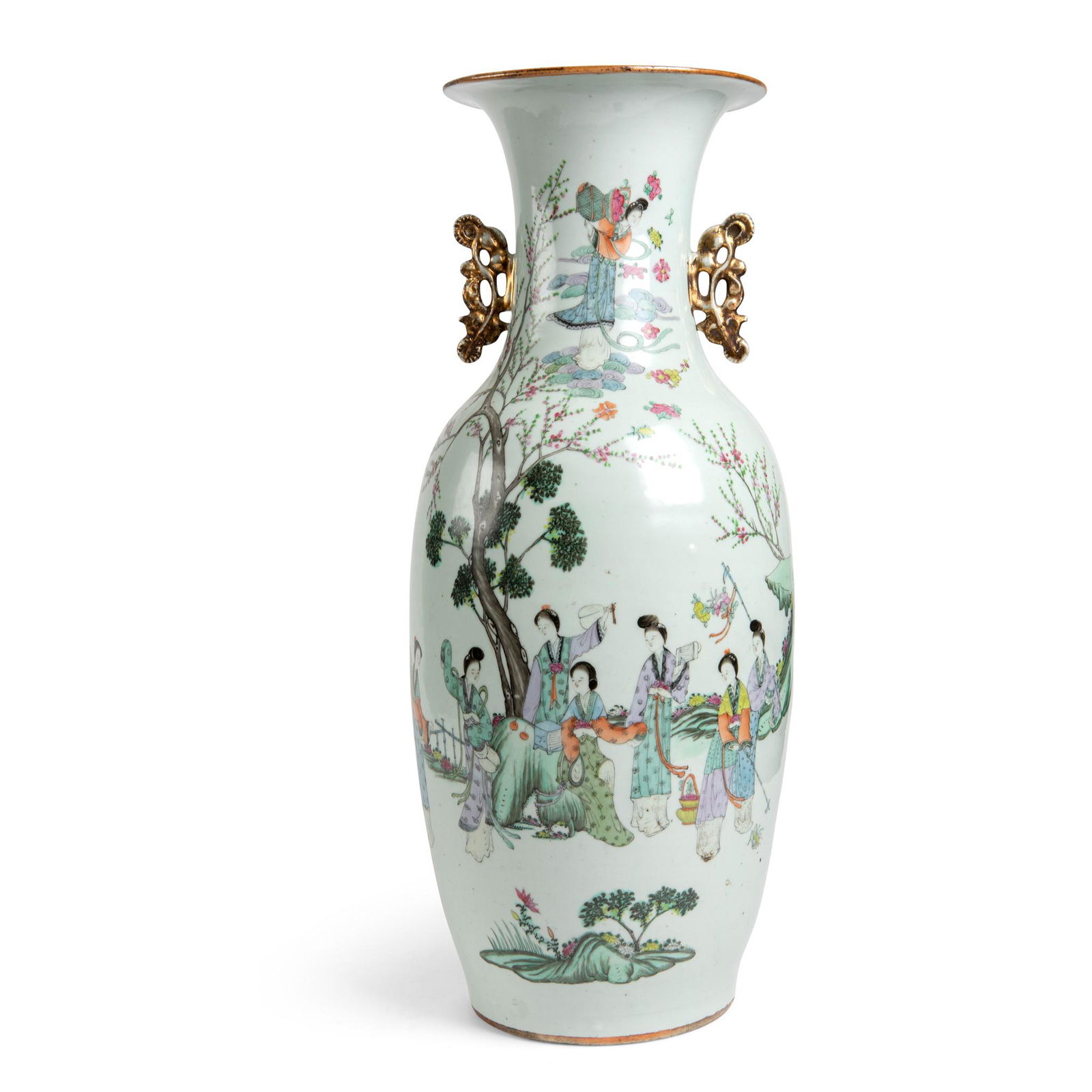 FAMILLE ROSE 'LADIES AT PLAY' VASE LATE QING (1 of 2)
