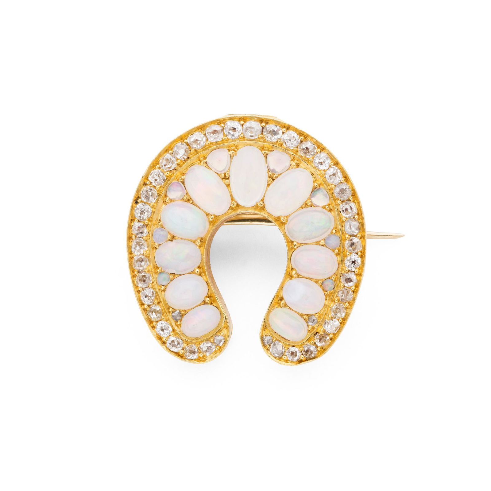 An opal and diamond horseshoe brooch (1 of 1)