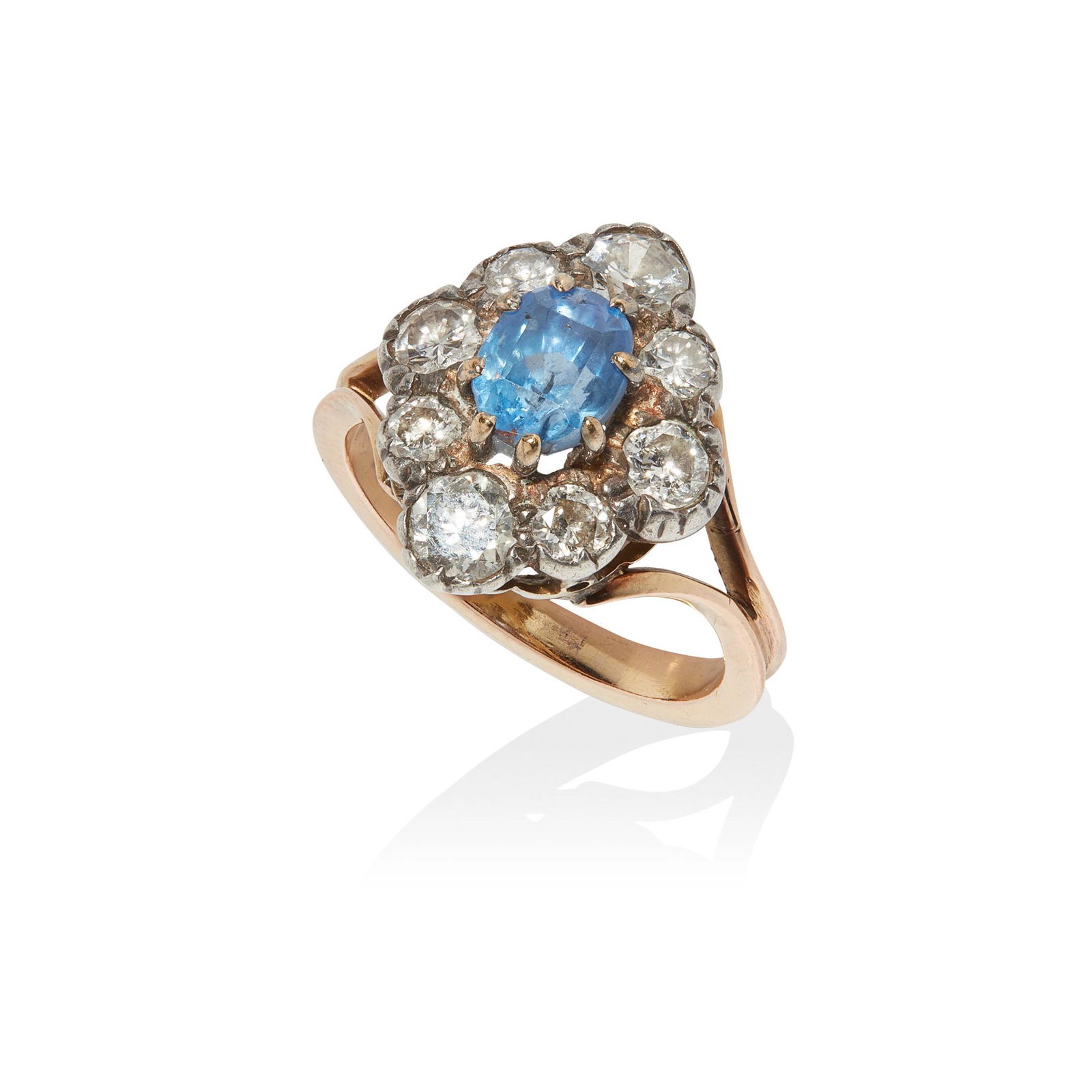 A sapphire and diamond cluster ring (1 of 1)