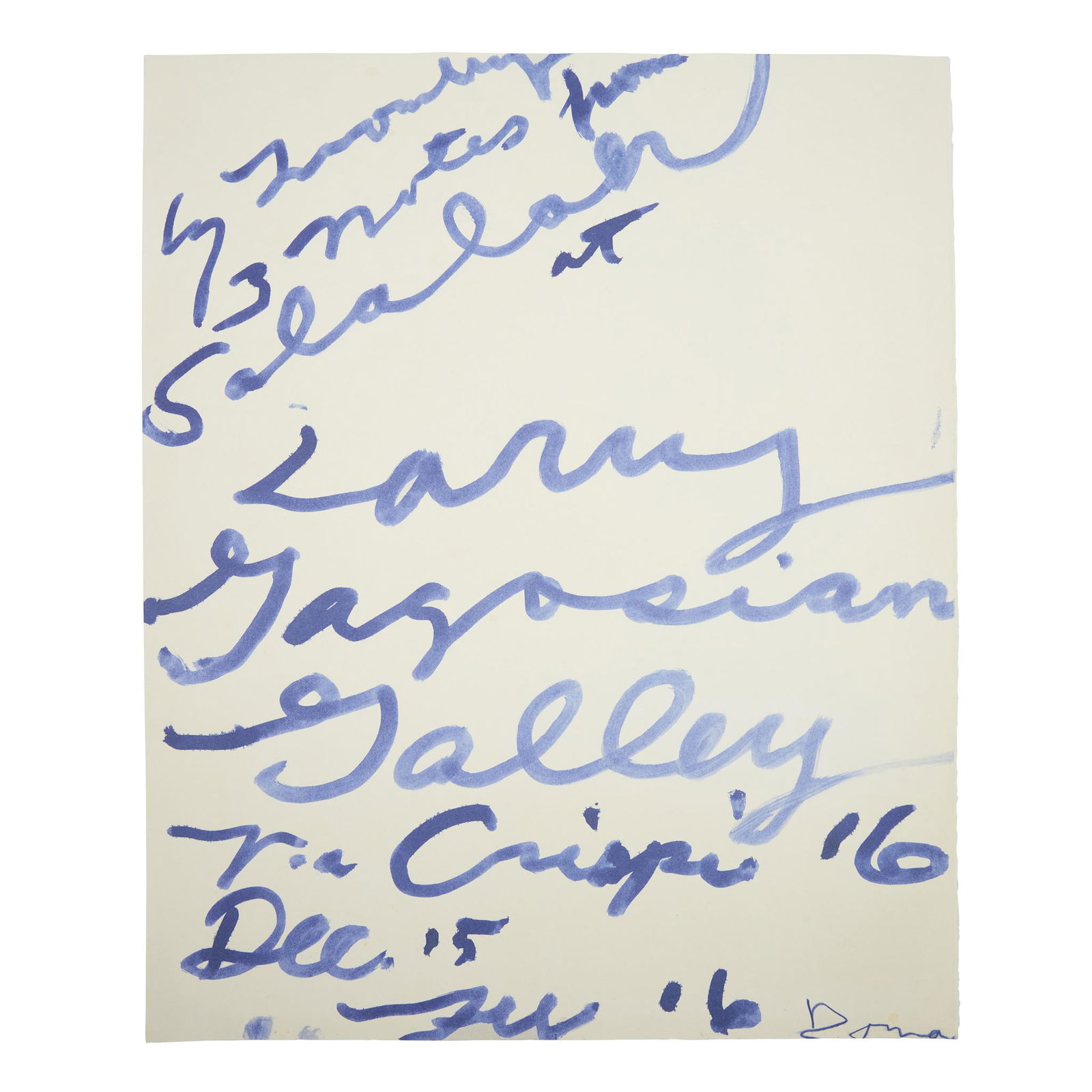 CY TWOMBLY (AMERICAN 1928-2011) NOTES FROM SALALAH - (1 of 2)