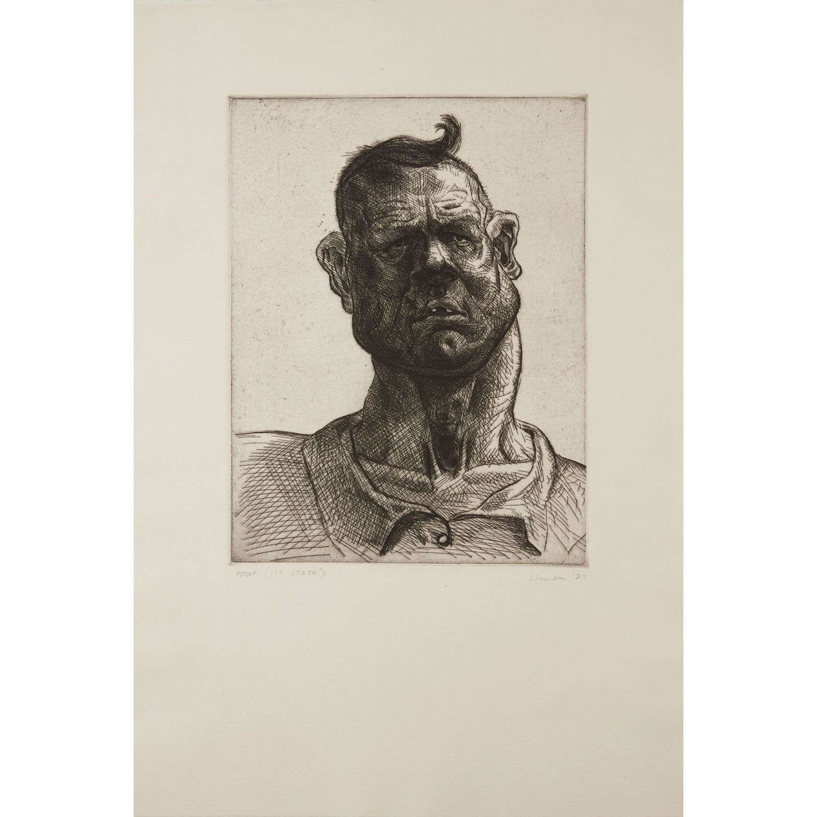 § PETER HOWSON O.B.E. (SCOTTISH 1958-) NED - 1987: Etching, Proof (1st State), signed, dated and inscribed in pencil to margin (Dimensions: the sheet 56.5cm x 38cm (22.25in x 15in))(the sheet 56.5cm x 38cm (22.25in x 15in))