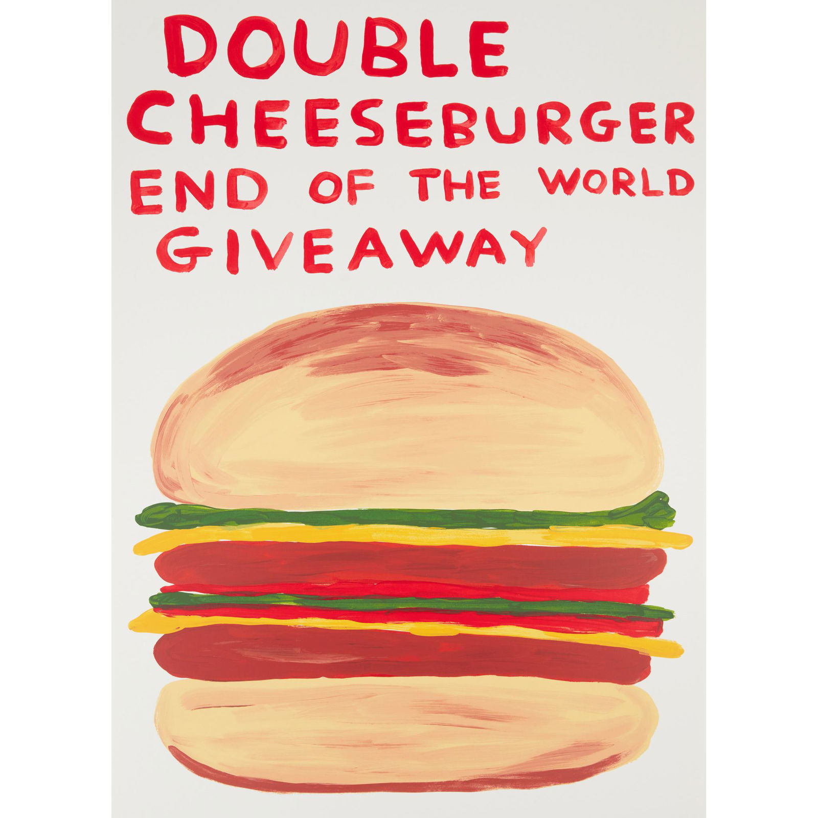 § DAVID SHRIGLEY O.B.E. (BRITISH 1968-) DOUBLE: Screenprint, 120/125, numbered in pencil verso, accompanied by a signed and numbered Certificate of Authenticity (Dimensions: the sheet 76cm x 56cm (30in x 22in), unframed)(the sheet 76cm x 56cm (30in