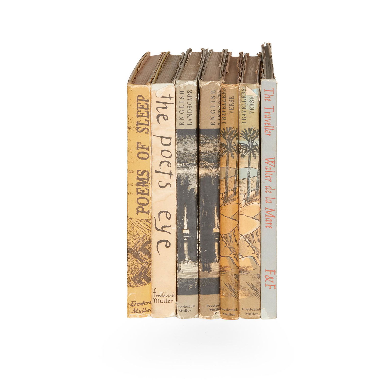 Lithograph illustrated books 7 volumes, comprising: Lithograph illustrated books 7 volumes, comprising Betjeman, John English Scottish & Welsh Landscape. 1944, 2 copies, lithographs by John Piper, dustwrappers slightly worn, one price clipped; De la Ma