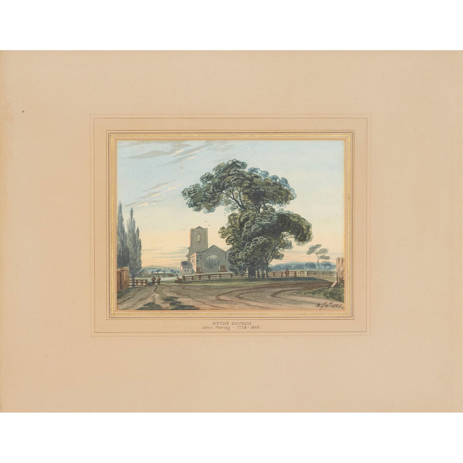 JOHN VARLEY O.W.S. (BRITISH 1778-1842) HYTHE CHURCH: JOHN VARLEY O.W.S. (BRITISH 1778-1842) HYTHE CHURCH Dated Aug. 9th 1825, watercolour (16.5cm x 23cm (6.5in x 9in))