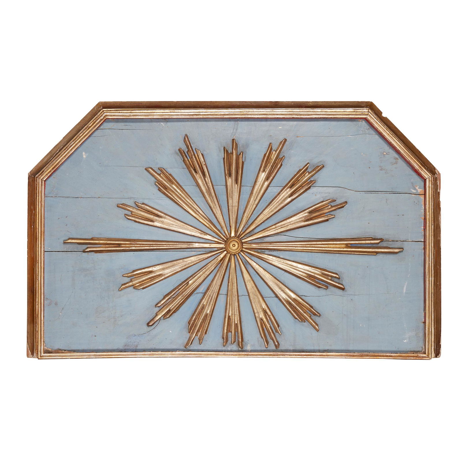 CONTINENTAL GILT AND PAINTED SUNBURST PANEL 18TH (1 of 2)