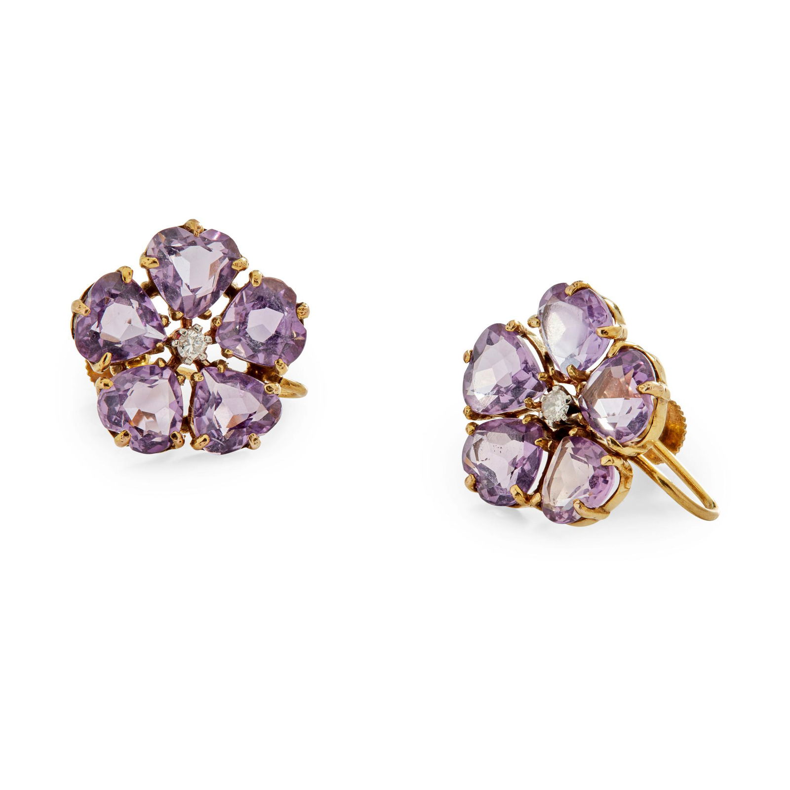 A pair of amethyst and diamond cluster earrings (1 of 1)