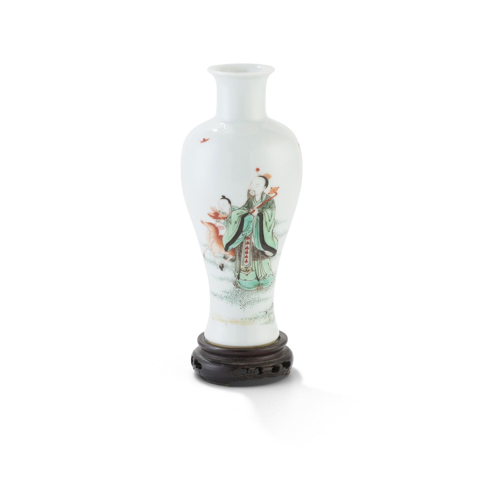 SMALL FAMILLE VERTE BALUSTER VASE QING DYNASTY, 19TH (1 of 2)