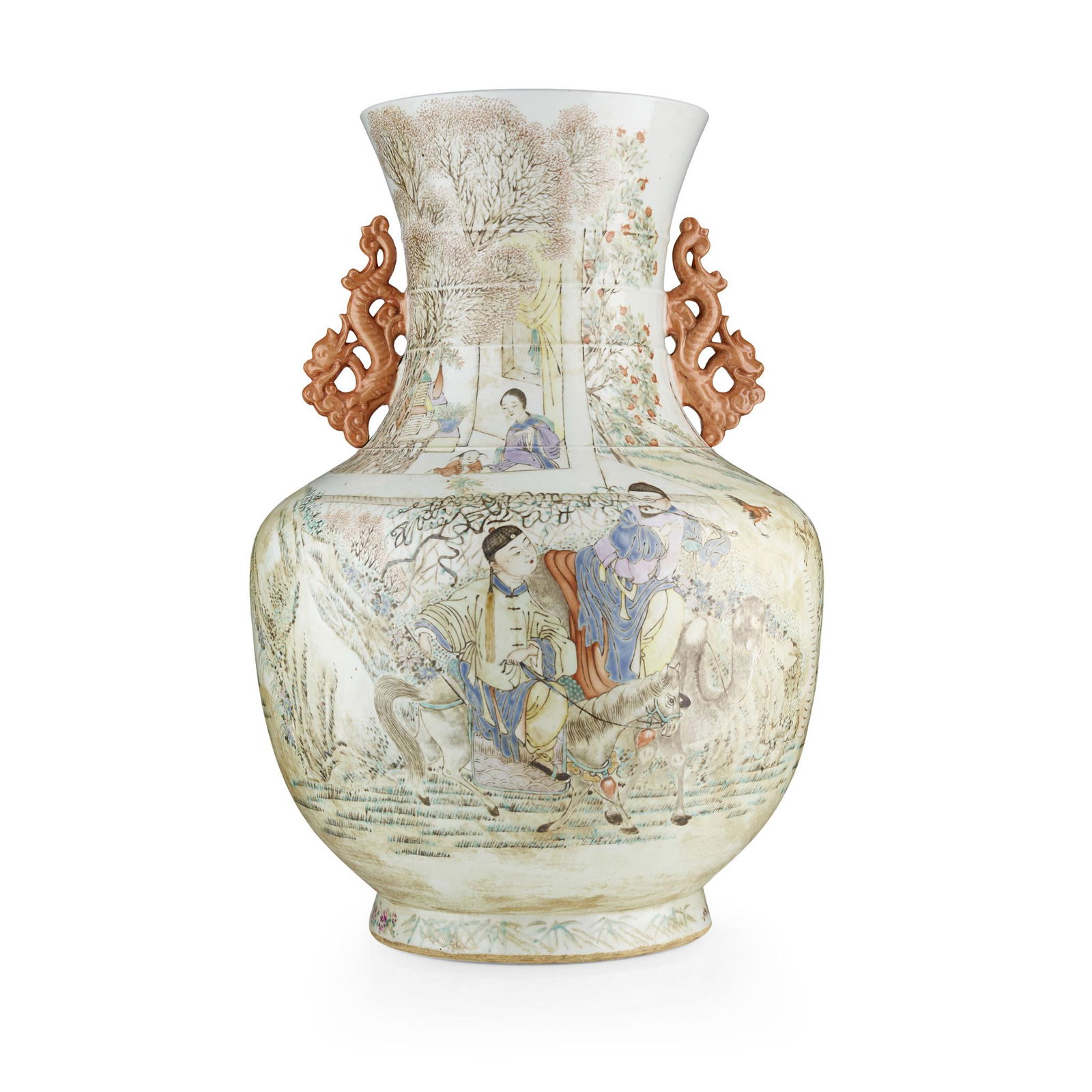LARGE BOTTLE 'HORSE' VASE QING DYNASTY, 19TH CENTURY (1 of 2)