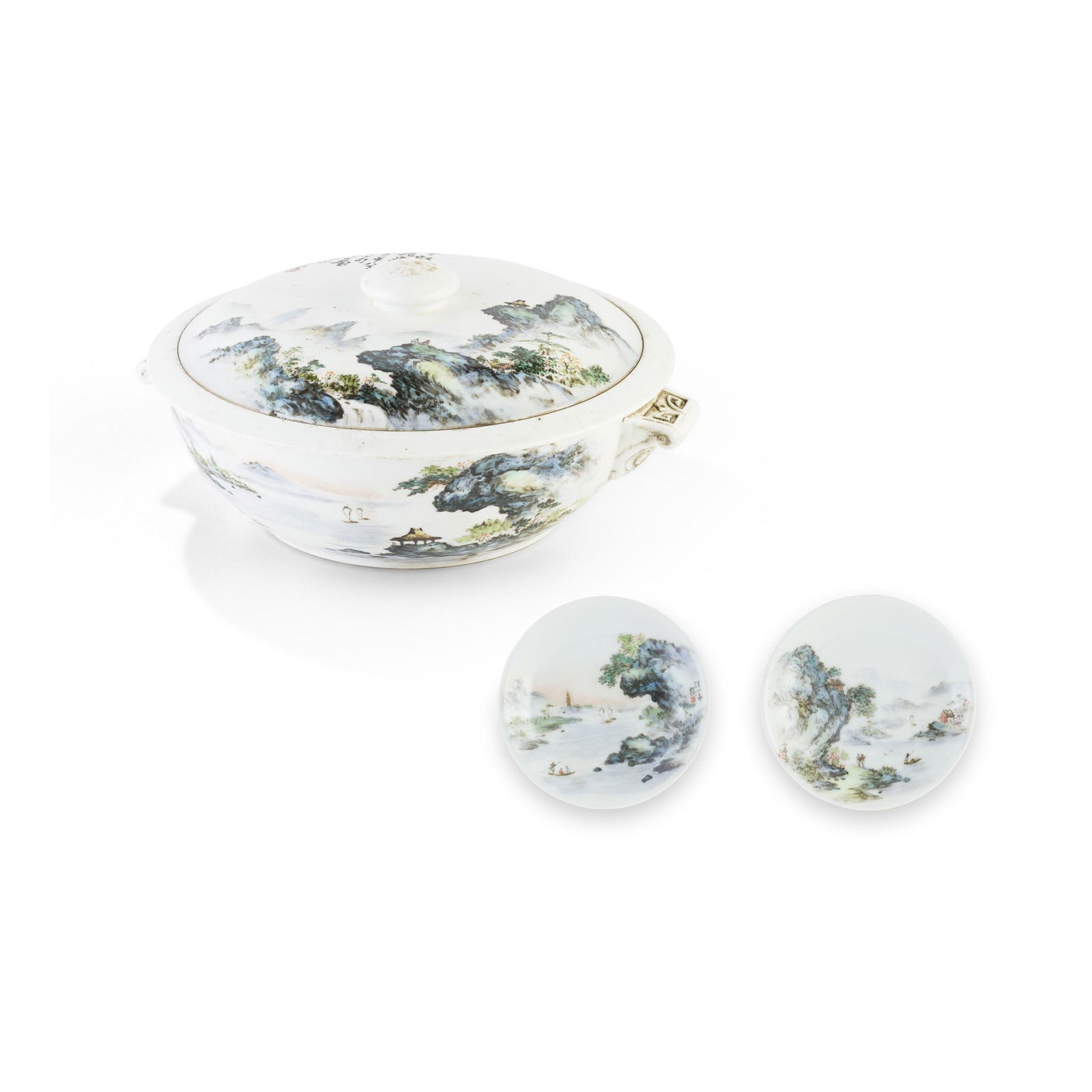 GROUP OF THREE FAMILLE ROSE WARES 20TH CENTURY (1 of 6)