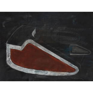 Â§ PAUL NEAGU (ROMANIAN/BRITISH 1938-2004) NOW HYPHEN, 1989: Â§ PAUL NEAGU (ROMANIAN/BRITISH 1938-2004) NOW HYPHEN, 1989 Signed and inscirbed with title and dated lower right, mixed media on paper (55cm x 74cm (21.5in x 29in))