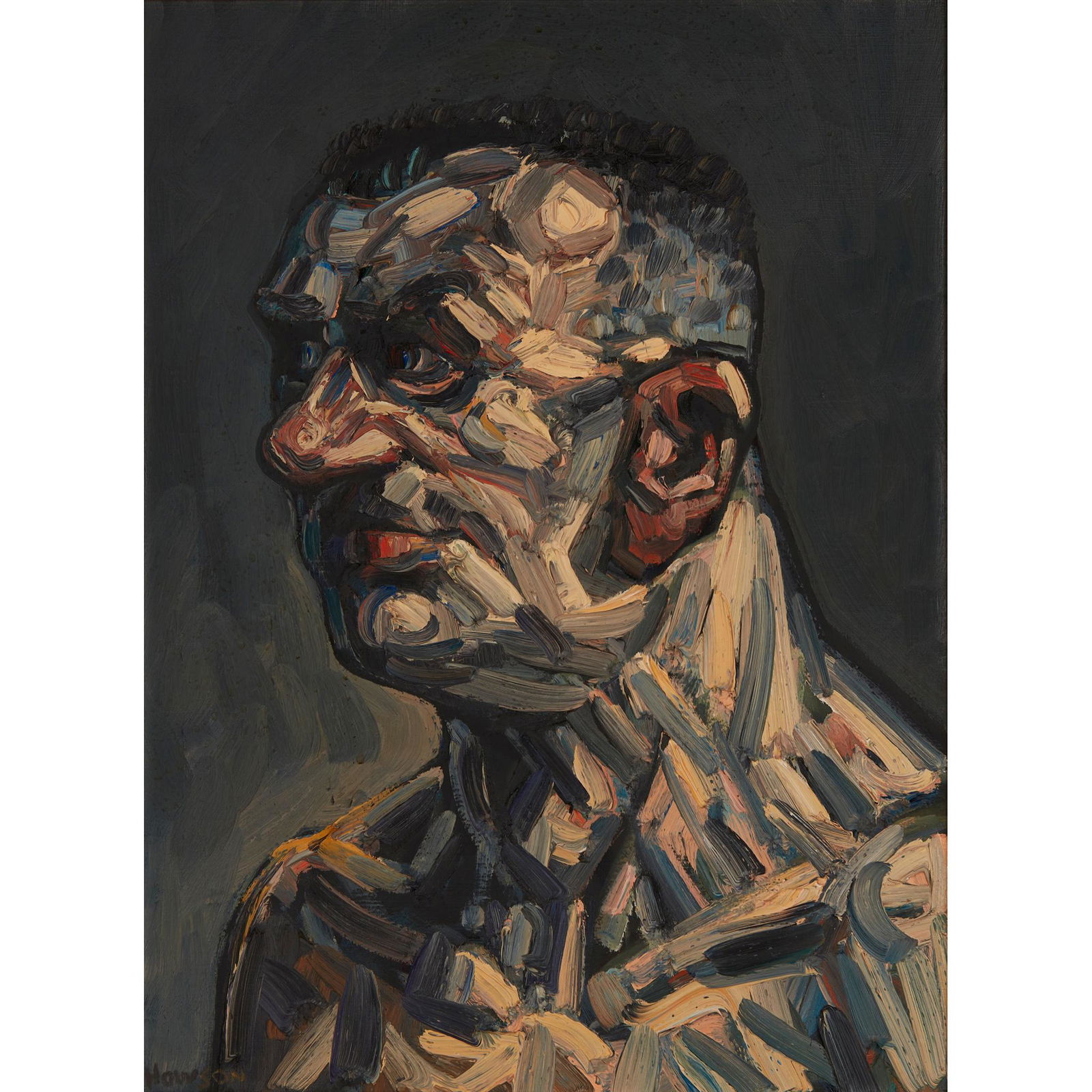 Â§ PETER HOWSON O.B.E. (SCOTTISH 1958-) MALKIE, 1992: Â§ PETER HOWSON O.B.E. (SCOTTISH 1958-) MALKIE, 1992 Signed lower left, oil on canvas(60cm x 45cm (23.5in x 17.75in))Provenance: Flowers Gallery, LondonFootnote: Exhibited: 'Peter Howson: A Retrospe
