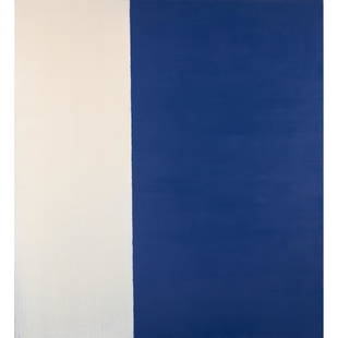 Â§ CALLUM INNES (SCOTTISH 1962-) EXPOSED PAINTING, PAYNES GREY / COBALT, 1995: Â§ CALLUM INNES (SCOTTISH 1962-) EXPOSED PAINTING, PAYNES GREY / COBALT, 1995 Signed and dated '95 stretcher verso, further inscribed 'To Jimmy, Happy Birthday, 17.02.00, Love Callum' to stretcher