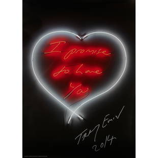 Â§ TRACEY EMIN C.B.E., R.A. (BRITISH 1963-) I PROMISE TO LOVE YOU - 2014: Â§ TRACEY EMIN C.B.E., R.A. (BRITISH 1963-) I PROMISE TO LOVE YOU - 2014 Off-set lithograph on silk finish paper, from the edition of 500, signed and dated in silver ink, in original 'Emin Internati