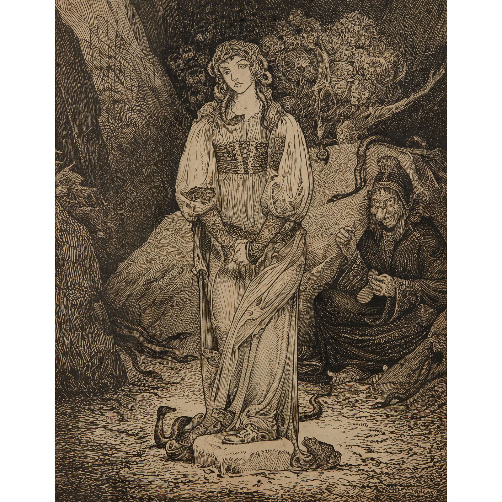 LOUIS RHEAD (1857â€“1926) THE SNAKE QUEEN (1 of 3)