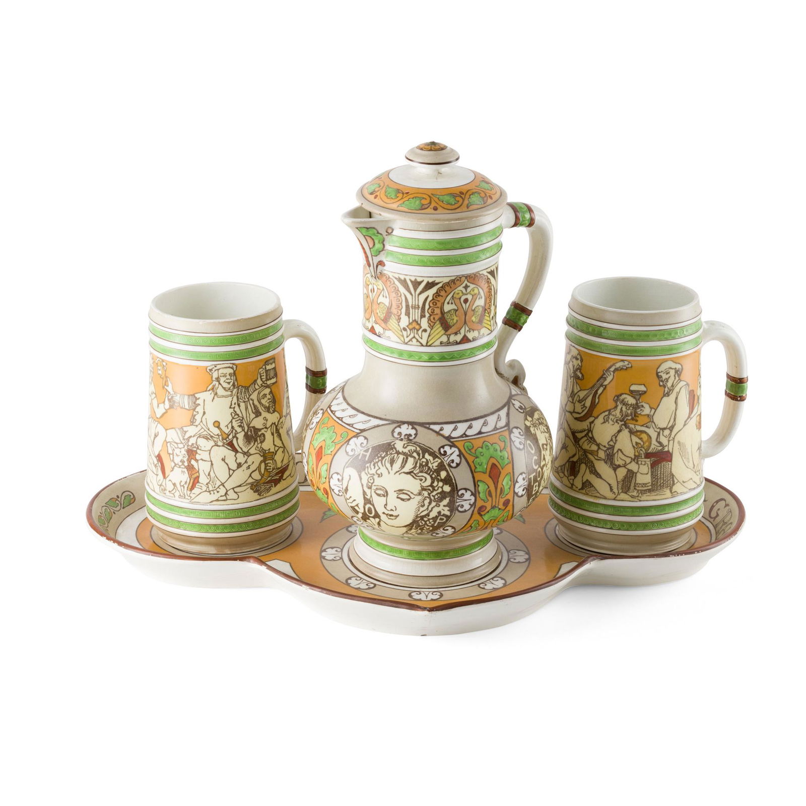 HENRY STACY MARKS (1829-1898) AND CHRISTOPHER DRESSER (1834-1904) FOR MINTON & CO. BEER SET, CIRCA (1 of 1)