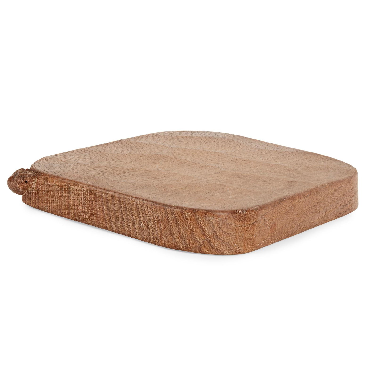ROBERT 'MOUSEMAN' THOMPSON (1876-1955) ARTS & CRAFTS BREAD BOARD, CIRCA 1950: ROBERT 'MOUSEMAN' THOMPSON (1876-1955) ARTS & CRAFTS BREAD BOARD, CIRCA 1950 oak, with carved mouse signature (21.8cm x 31.2cm)