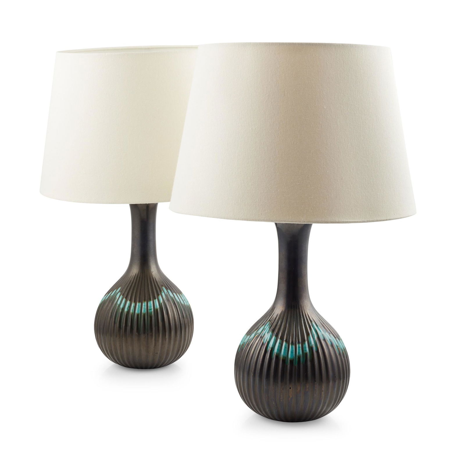 MICHAEL ANDERSEN AND SONS PAIR OF TABLE LAMPS, CIRCA 1970: MICHAEL ANDERSEN AND SONS PAIR OF TABLE LAMPS, CIRCA 1970 glazed ceramic, incised maker's marks (30.5cm high) Qty: (2)