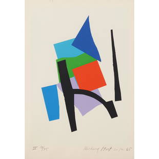 § Richard Mortensen (Danish 1910-1993) Three Abstracts: § Richard Mortensen (Danish 1910-1993) Three Abstracts dated 1961, 1965 and 1965, 15/300, 17/75 and 17/75, each signed, dated and numbered in pencil (in the margin) silkscreen (the sheets 60cm